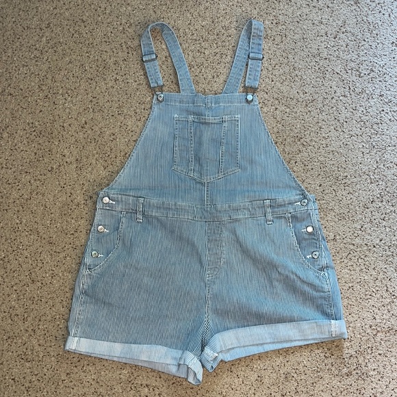 Old Navy railroad stripe overalls - Picture 1 of 5